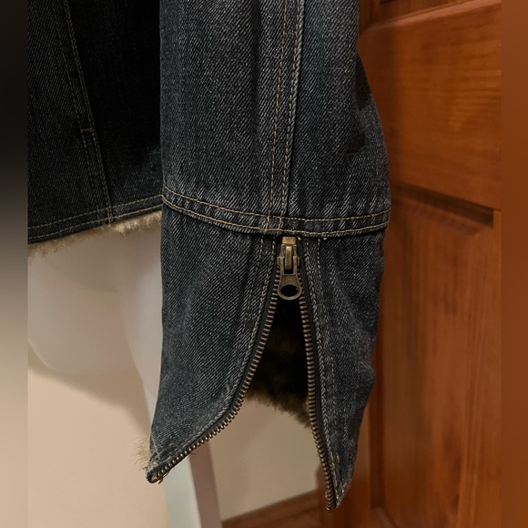 NEW NWOT VINTAGE Y2K GIACCA PENNY LANE BLUE DENIM JACKET FAUX FUR TRIM MEDIUM - Picture 13 of 14